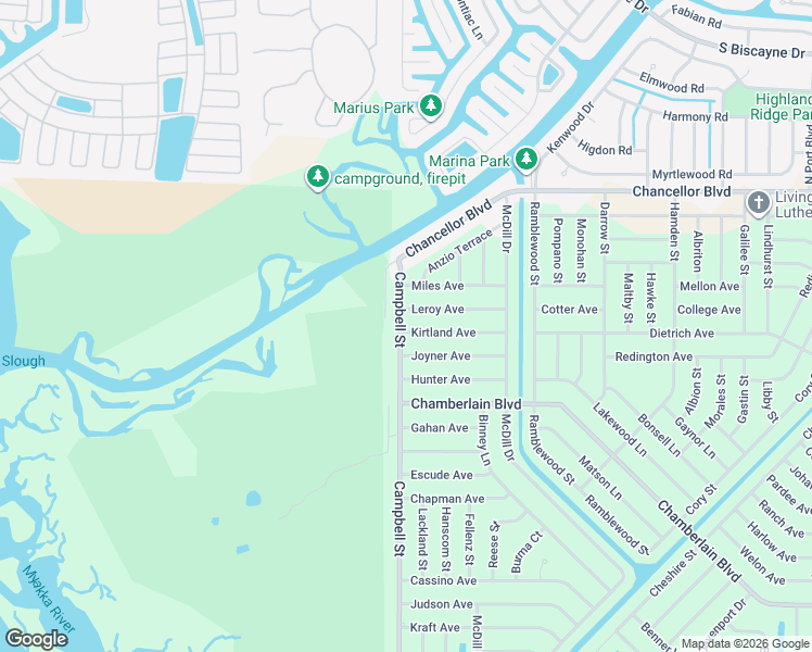 map of restaurants, bars, coffee shops, grocery stores, and more near 12039 Leroy Avenue in Port Charlotte