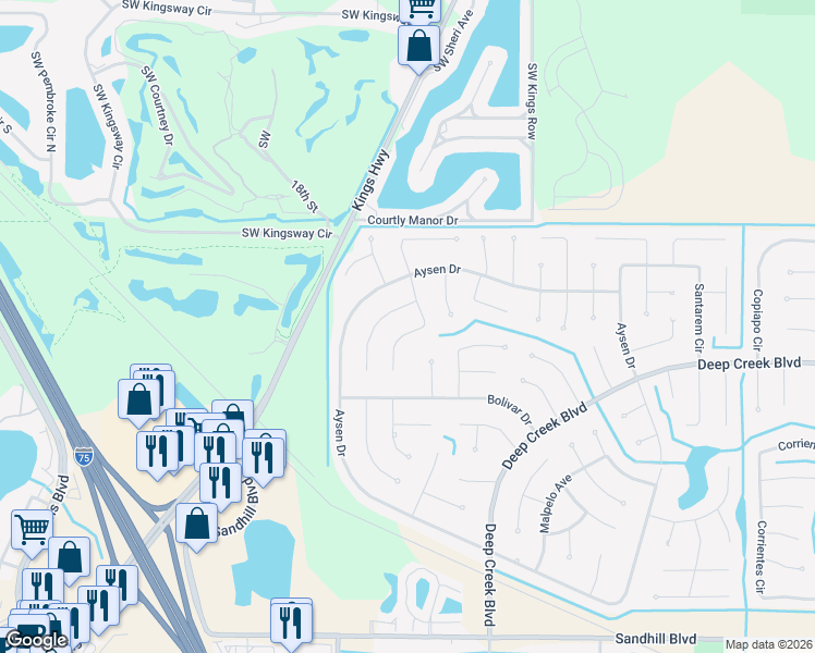 map of restaurants, bars, coffee shops, grocery stores, and more near 151 Castile Court in Punta Gorda