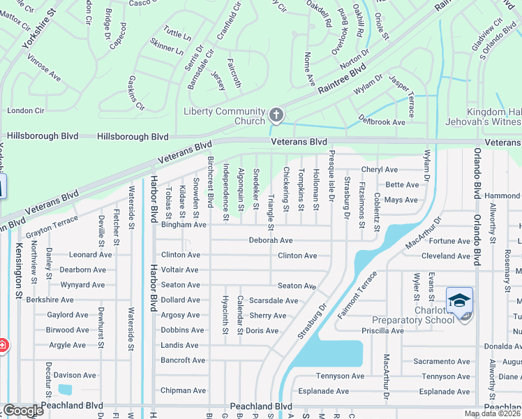 map of restaurants, bars, coffee shops, grocery stores, and more near 142 Snedeker Street in Port Charlotte