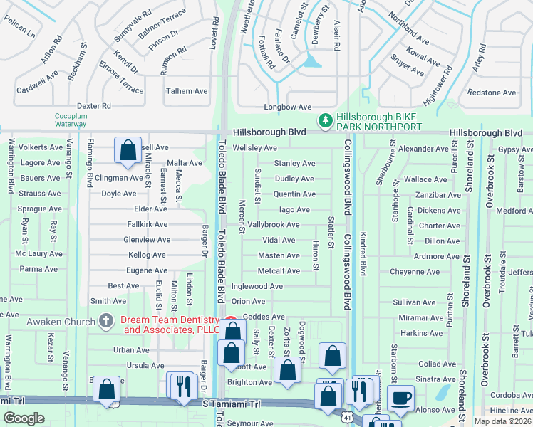 map of restaurants, bars, coffee shops, grocery stores, and more near 17373 Iago Avenue in Port Charlotte