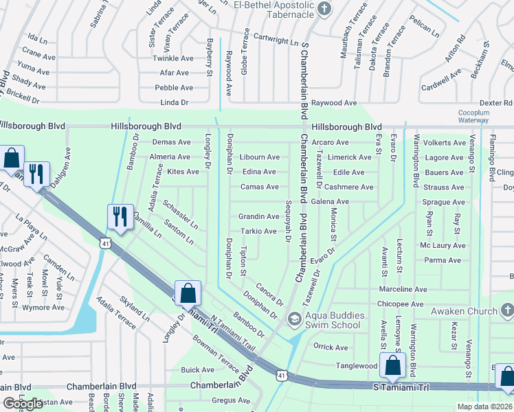 map of restaurants, bars, coffee shops, grocery stores, and more near 16077 Galena Avenue in Port Charlotte