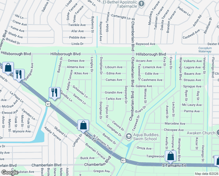 map of restaurants, bars, coffee shops, grocery stores, and more near 16077 Galena Avenue in Port Charlotte