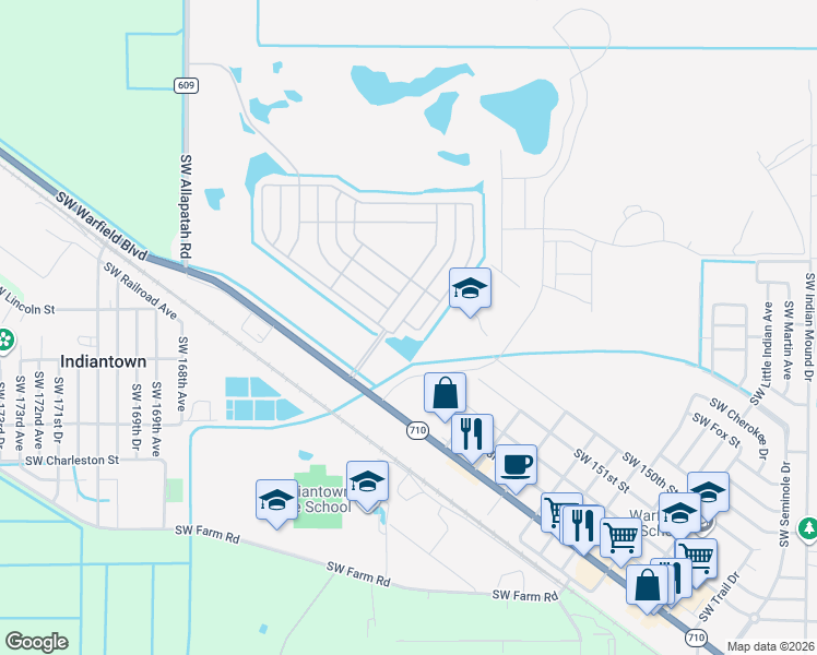 map of restaurants, bars, coffee shops, grocery stores, and more near 14751 Southwest Divot Drive in Indiantown