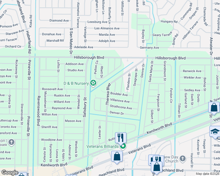map of restaurants, bars, coffee shops, grocery stores, and more near 222 Theresa Boulevard in Port Charlotte