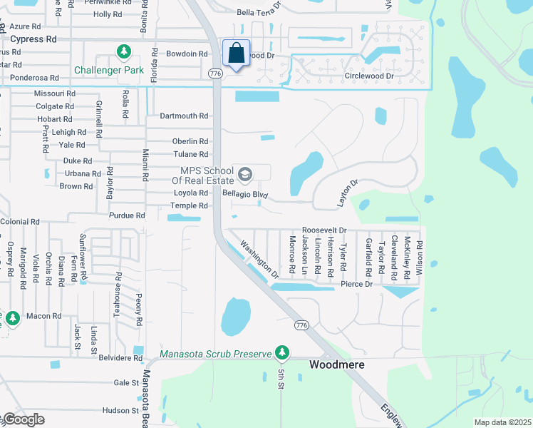 map of restaurants, bars, coffee shops, grocery stores, and more near 8989 Mondial Court in Venice