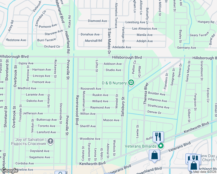 map of restaurants, bars, coffee shops, grocery stores, and more near 19172 Roosevelt Avenue in Port Charlotte