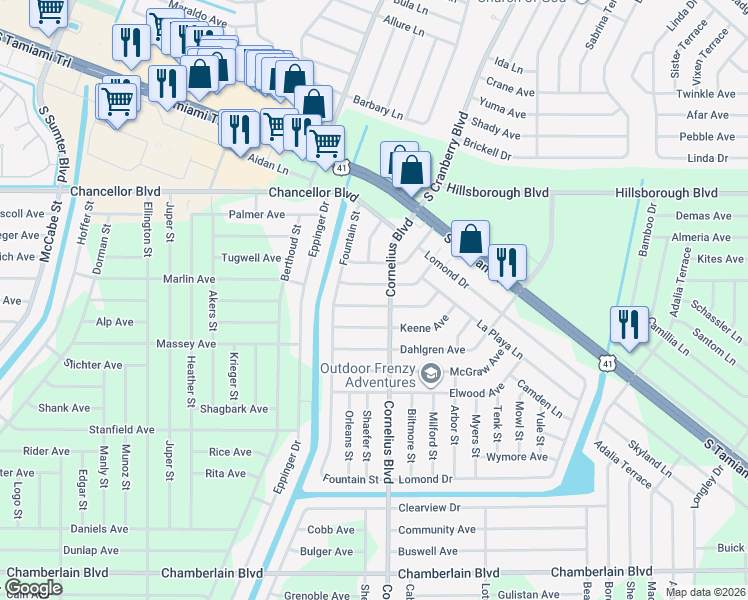 map of restaurants, bars, coffee shops, grocery stores, and more near 14516 Ransom Avenue in Port Charlotte