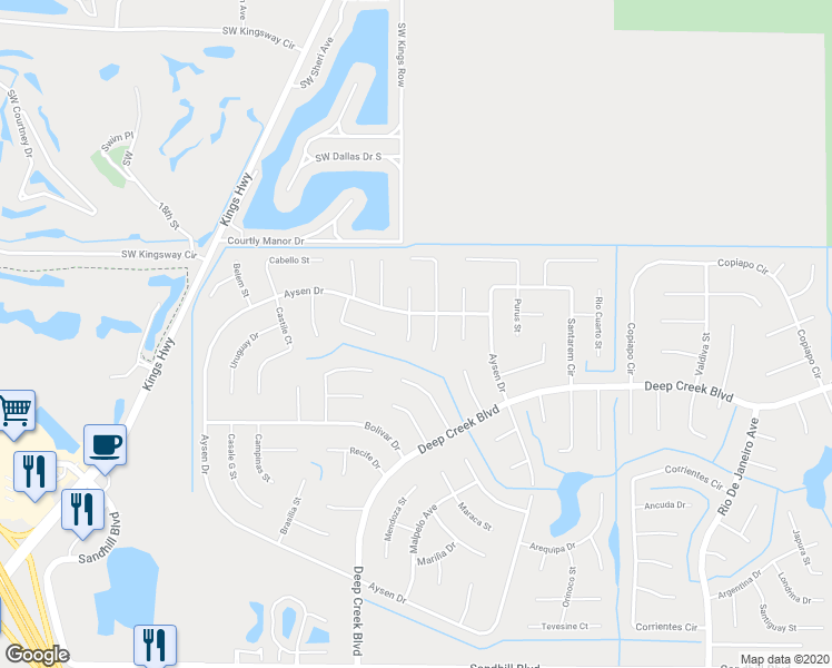 map of restaurants, bars, coffee shops, grocery stores, and more near 112 Temuco Street in Punta Gorda