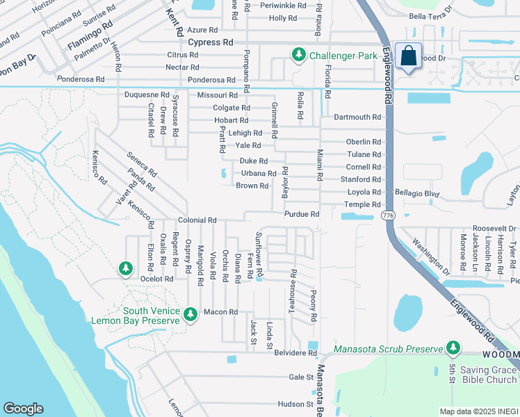 map of restaurants, bars, coffee shops, grocery stores, and more near 485 Osceola Road in Venice