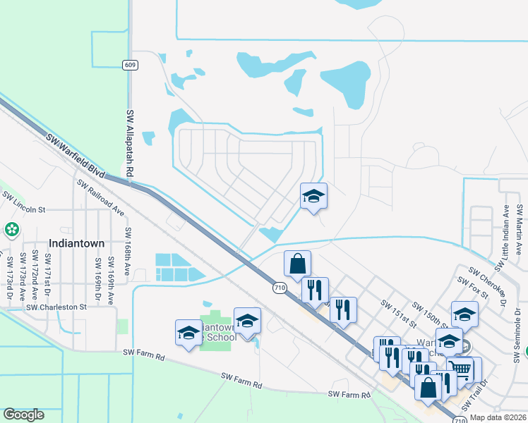 map of restaurants, bars, coffee shops, grocery stores, and more near 14751 Southwest Divot Drive in Indiantown
