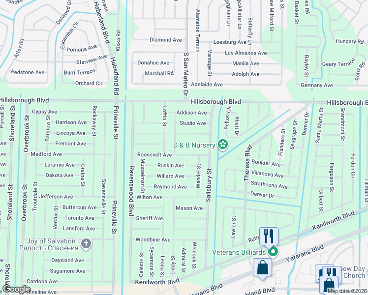 map of restaurants, bars, coffee shops, grocery stores, and more near 19172 Roosevelt Avenue in Port Charlotte