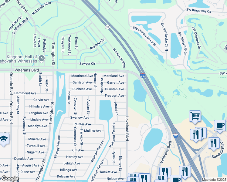 map of restaurants, bars, coffee shops, grocery stores, and more near 23491 Garrett Avenue in Port Charlotte