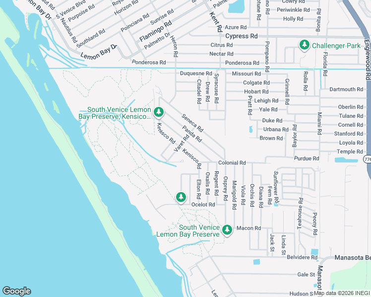 map of restaurants, bars, coffee shops, grocery stores, and more near 965 Panda Road in Venice