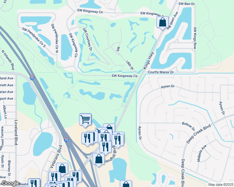 map of restaurants, bars, coffee shops, grocery stores, and more near 175 Kings Highway in Punta Gorda