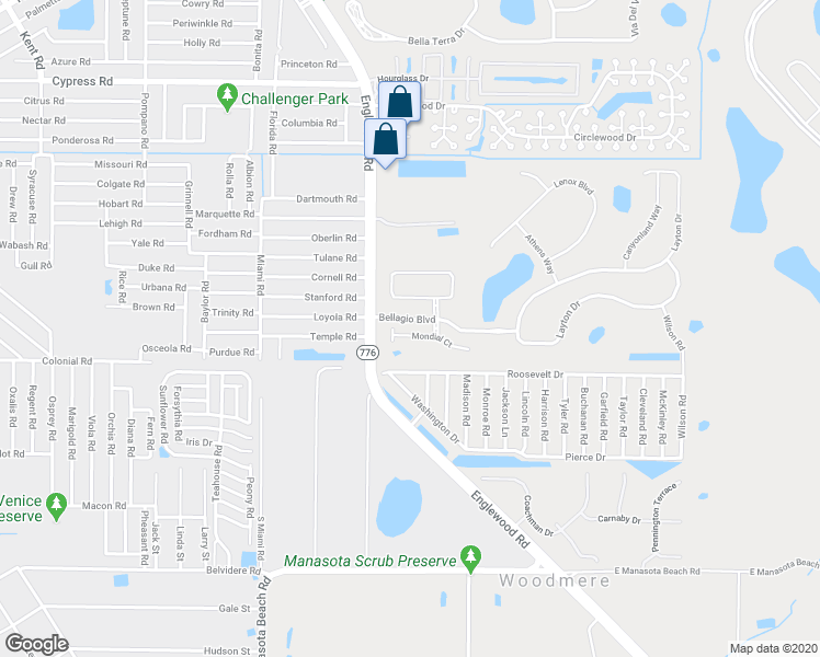 map of restaurants, bars, coffee shops, grocery stores, and more near Bellagio Boulevard in Venice