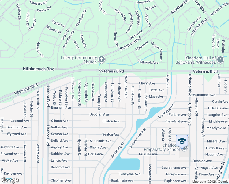 map of restaurants, bars, coffee shops, grocery stores, and more near 78 Tompkins Street in Port Charlotte