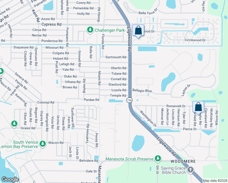 map of restaurants, bars, coffee shops, grocery stores, and more near 141 Loyola Road in Venice