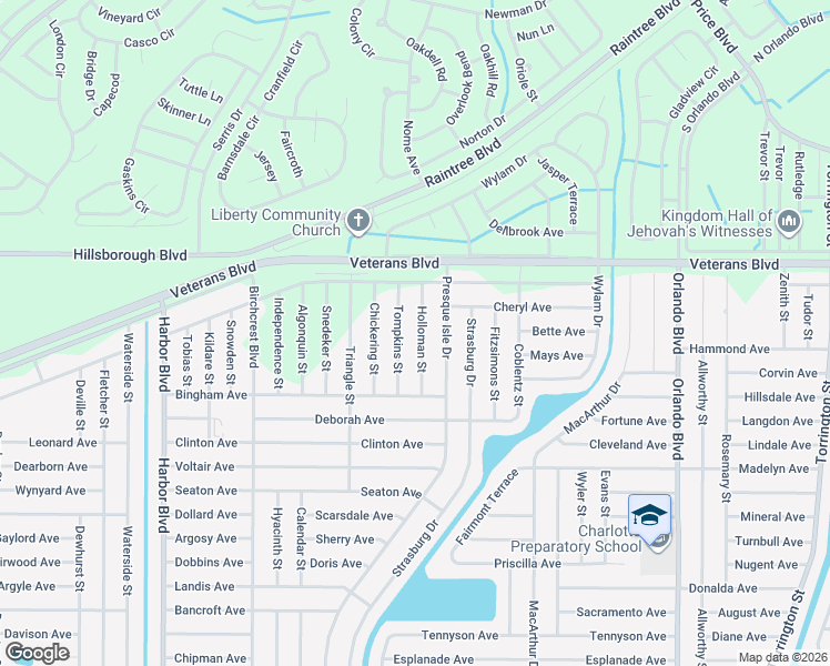 map of restaurants, bars, coffee shops, grocery stores, and more near 78 Tompkins Street in Port Charlotte