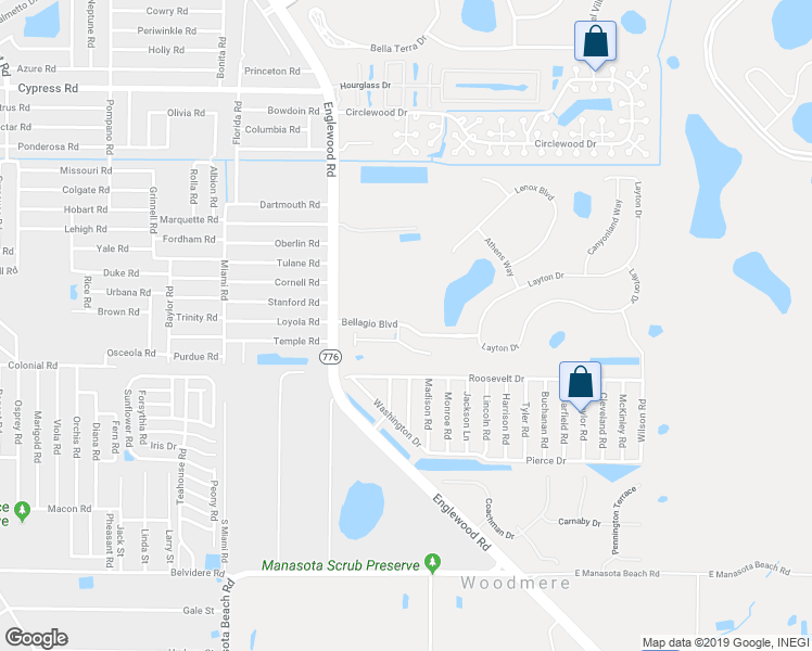 map of restaurants, bars, coffee shops, grocery stores, and more near Bellagio Boulevard in Venice