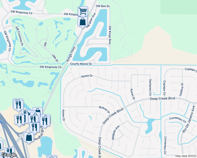 map of restaurants, bars, coffee shops, grocery stores, and more near 25222 Aysen Drive in Punta Gorda