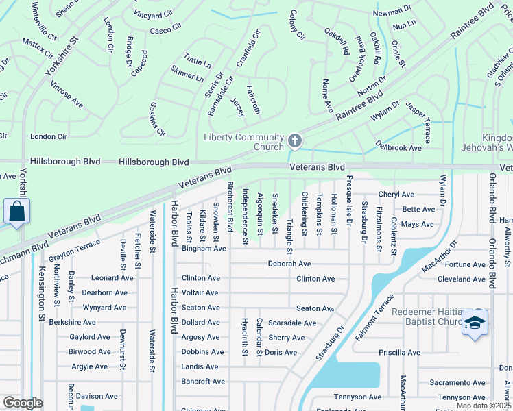 map of restaurants, bars, coffee shops, grocery stores, and more near 84 Independence Street in Port Charlotte