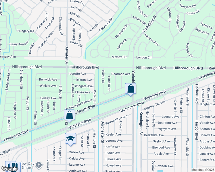 map of restaurants, bars, coffee shops, grocery stores, and more near 89 Ponoka Street in Port Charlotte