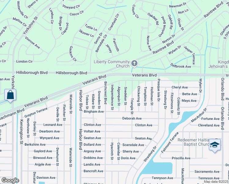 map of restaurants, bars, coffee shops, grocery stores, and more near 84 Independence Street in Port Charlotte