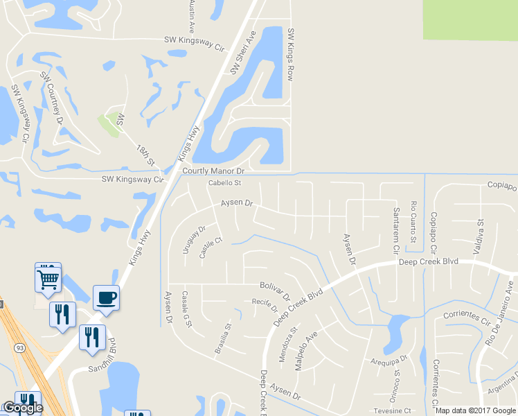 map of restaurants, bars, coffee shops, grocery stores, and more near 25222 Aysen Drive in Punta Gorda