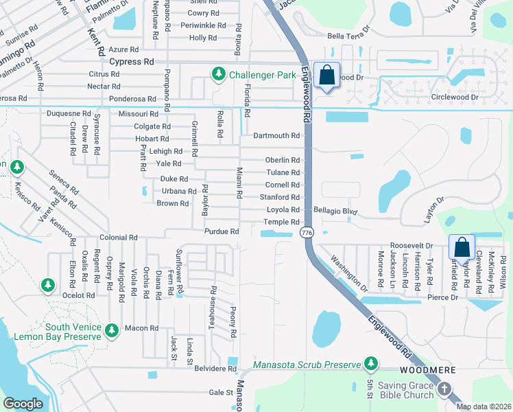 map of restaurants, bars, coffee shops, grocery stores, and more near 208 Loyola Road in Venice