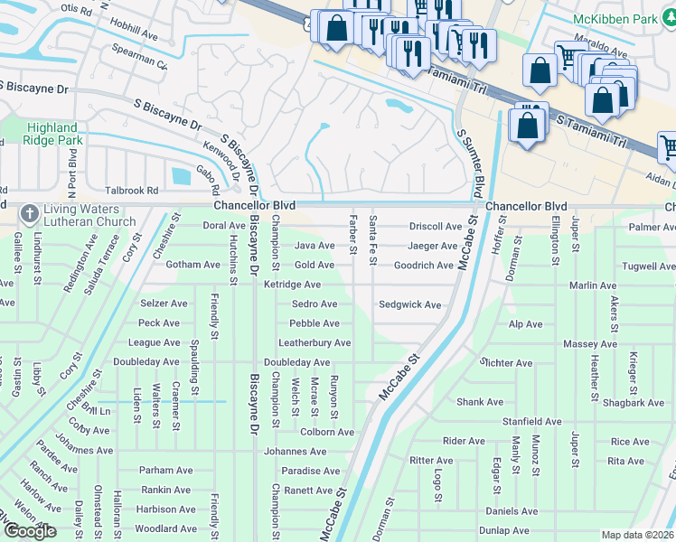 map of restaurants, bars, coffee shops, grocery stores, and more near 13413 Gold Avenue in Port Charlotte