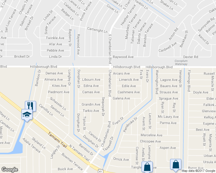map of restaurants, bars, coffee shops, grocery stores, and more near 16450 Chamberlain Boulevard in Port Charlotte