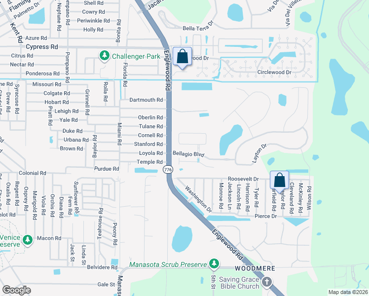 map of restaurants, bars, coffee shops, grocery stores, and more near 8948 Mondial Court in Venice