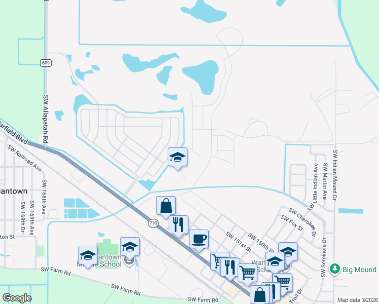 map of restaurants, bars, coffee shops, grocery stores, and more near 14511 Southwest Divot Drive in Indiantown