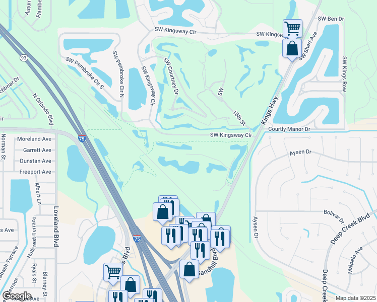 map of restaurants, bars, coffee shops, grocery stores, and more near 175 Kings Highway in Punta Gorda