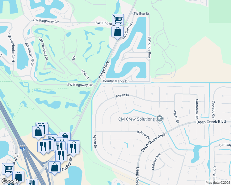 map of restaurants, bars, coffee shops, grocery stores, and more near 25987 Aysen Drive in Punta Gorda