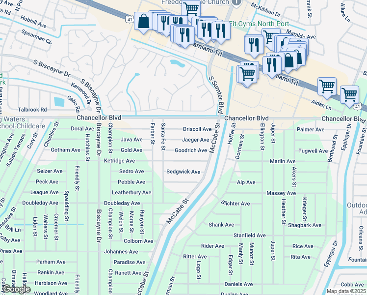 map of restaurants, bars, coffee shops, grocery stores, and more near 13515 Goodrich Avenue in Port Charlotte