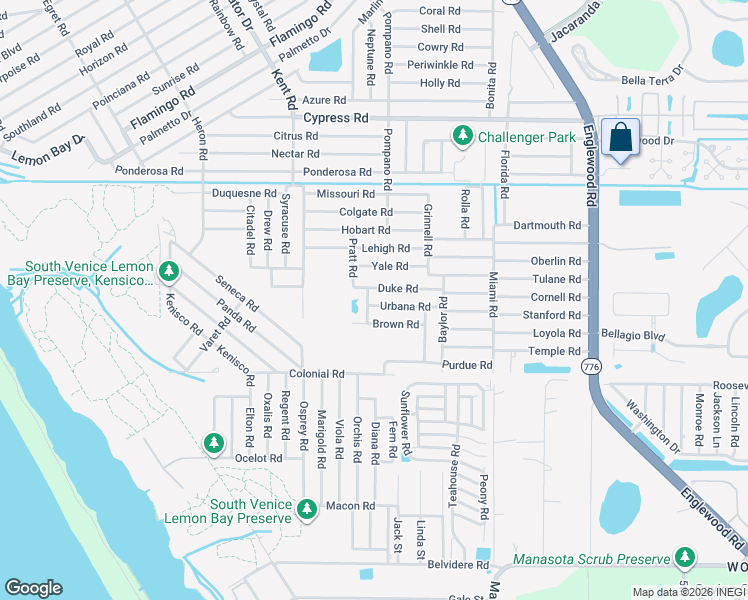 map of restaurants, bars, coffee shops, grocery stores, and more near 577 Duke Road in Venice