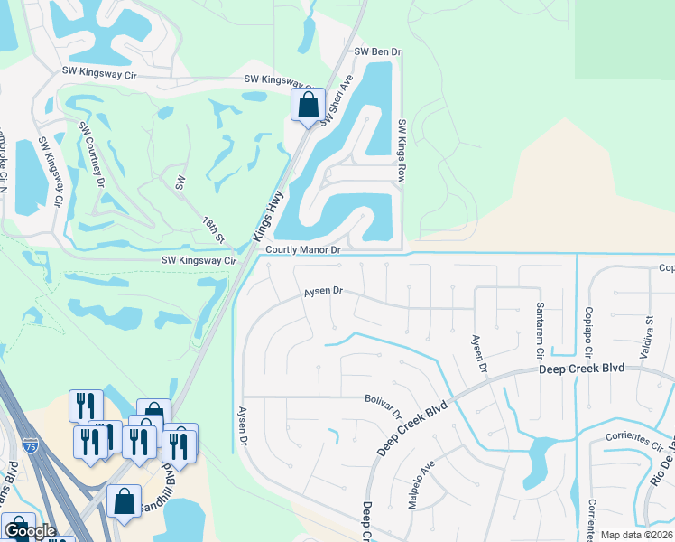 map of restaurants, bars, coffee shops, grocery stores, and more near 35 Cabello Street in Punta Gorda