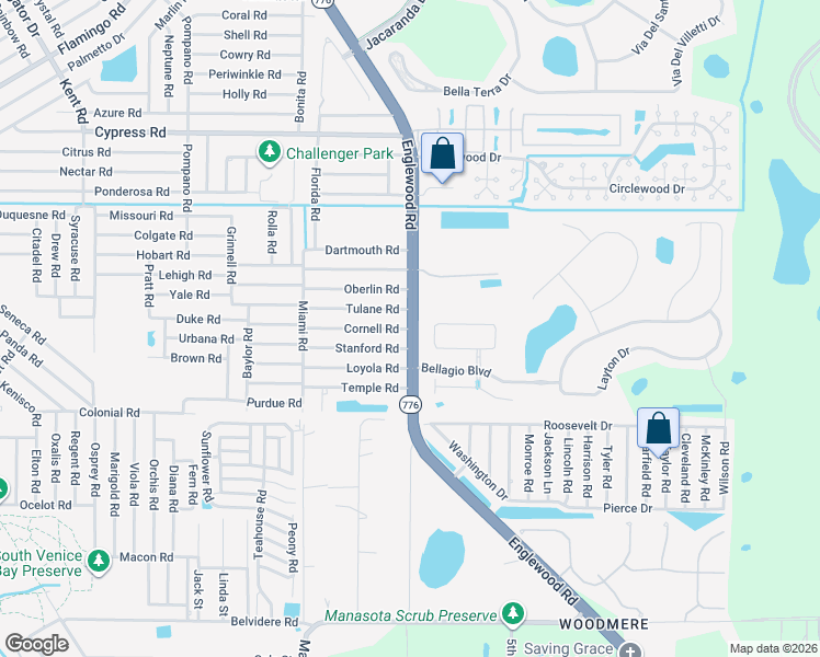 map of restaurants, bars, coffee shops, grocery stores, and more near 5478 Englewood Rd in Venice