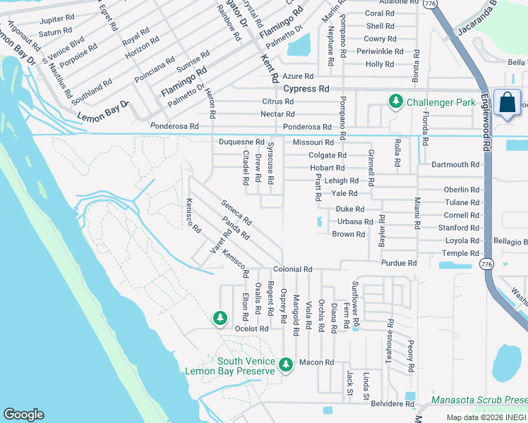 map of restaurants, bars, coffee shops, grocery stores, and more near 875 Gull Road in Venice