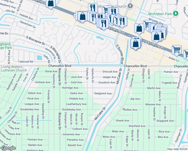 map of restaurants, bars, coffee shops, grocery stores, and more near 13460 Jaeger Avenue in Port Charlotte