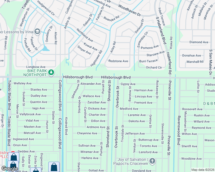 map of restaurants, bars, coffee shops, grocery stores, and more near 41 Shoreland Street in Port Charlotte
