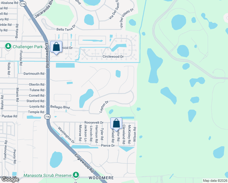 map of restaurants, bars, coffee shops, grocery stores, and more near 5213 Layton Drive in Venice