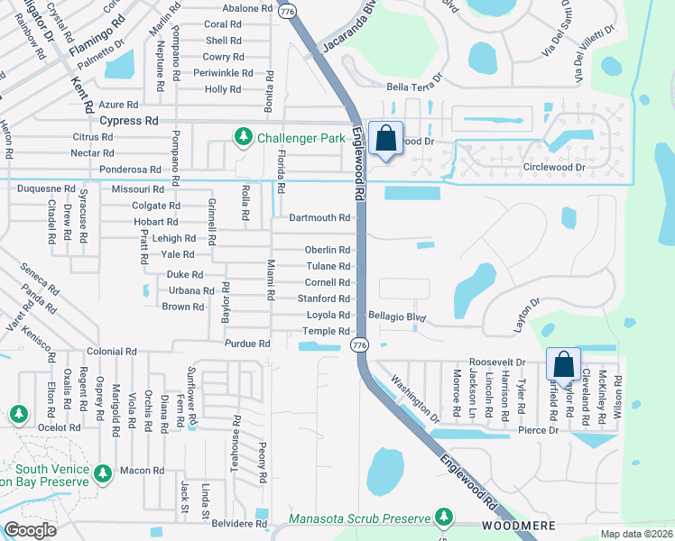 map of restaurants, bars, coffee shops, grocery stores, and more near 108 Cornell Road in Venice