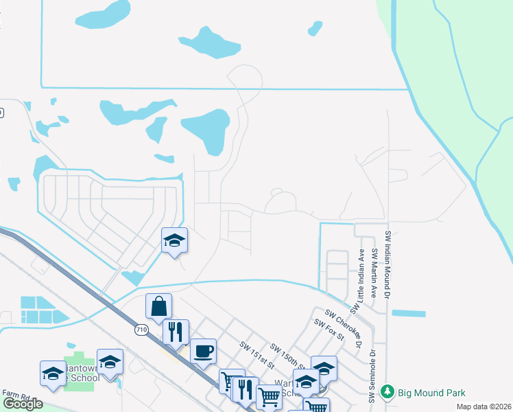 map of restaurants, bars, coffee shops, grocery stores, and more near 15605 Southwest American Street in Indiantown