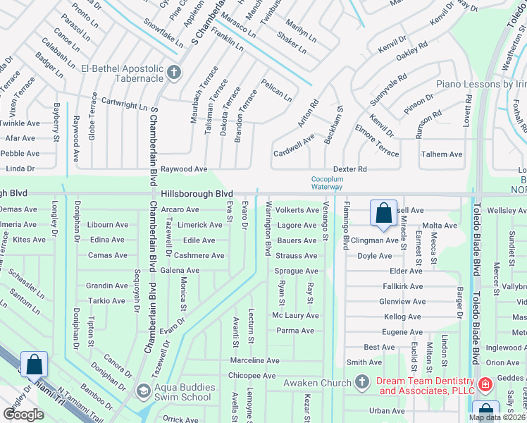 map of restaurants, bars, coffee shops, grocery stores, and more near 50 Evaro Drive in Port Charlotte