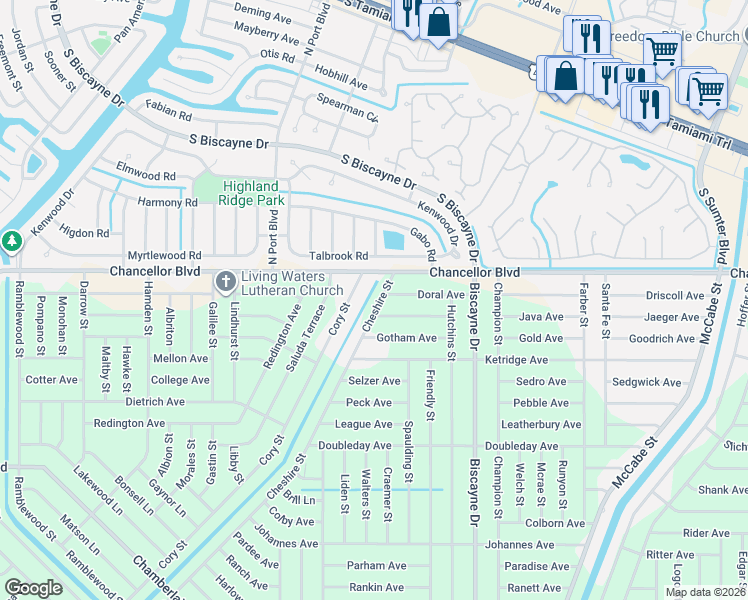 map of restaurants, bars, coffee shops, grocery stores, and more near 49 Cheshire Street in Port Charlotte
