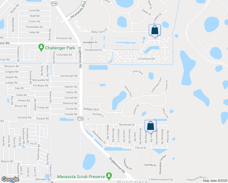map of restaurants, bars, coffee shops, grocery stores, and more near 4154 Lenox Boulevard in Venice