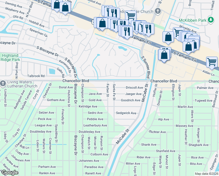 map of restaurants, bars, coffee shops, grocery stores, and more near 13414 Java Avenue in Port Charlotte