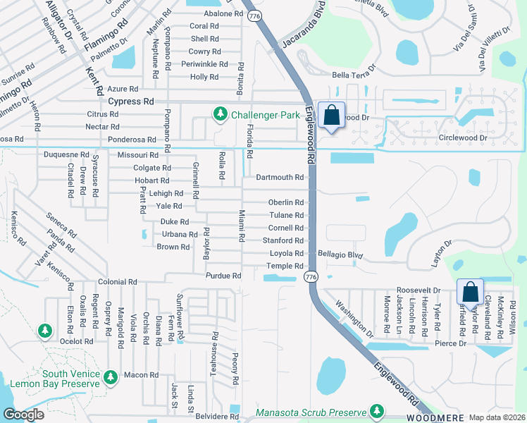 map of restaurants, bars, coffee shops, grocery stores, and more near 220 Cornell Road in Venice